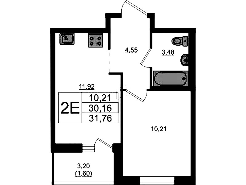 1-комнатная квартира 31.76 м², 15/17 эт., ЖК «Стороны Света 2»